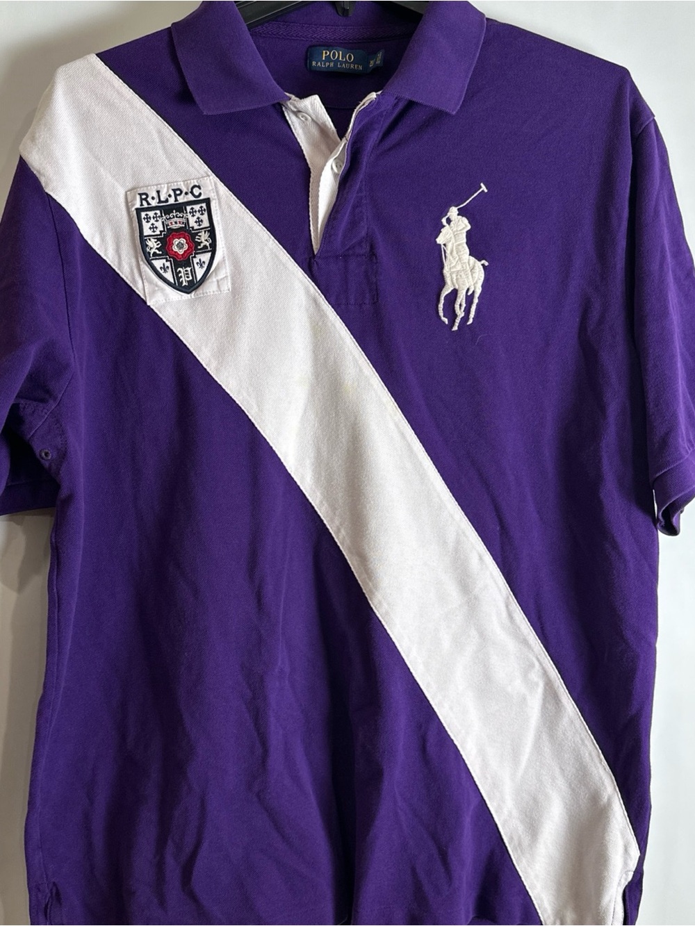 Ralph Lauren Purple Polo with White Diagonal Sash